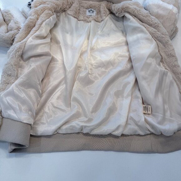 Katydid Snow Leopard Chevron Sherpa Faux Fur Jacket Size S - Picture 6 of 7